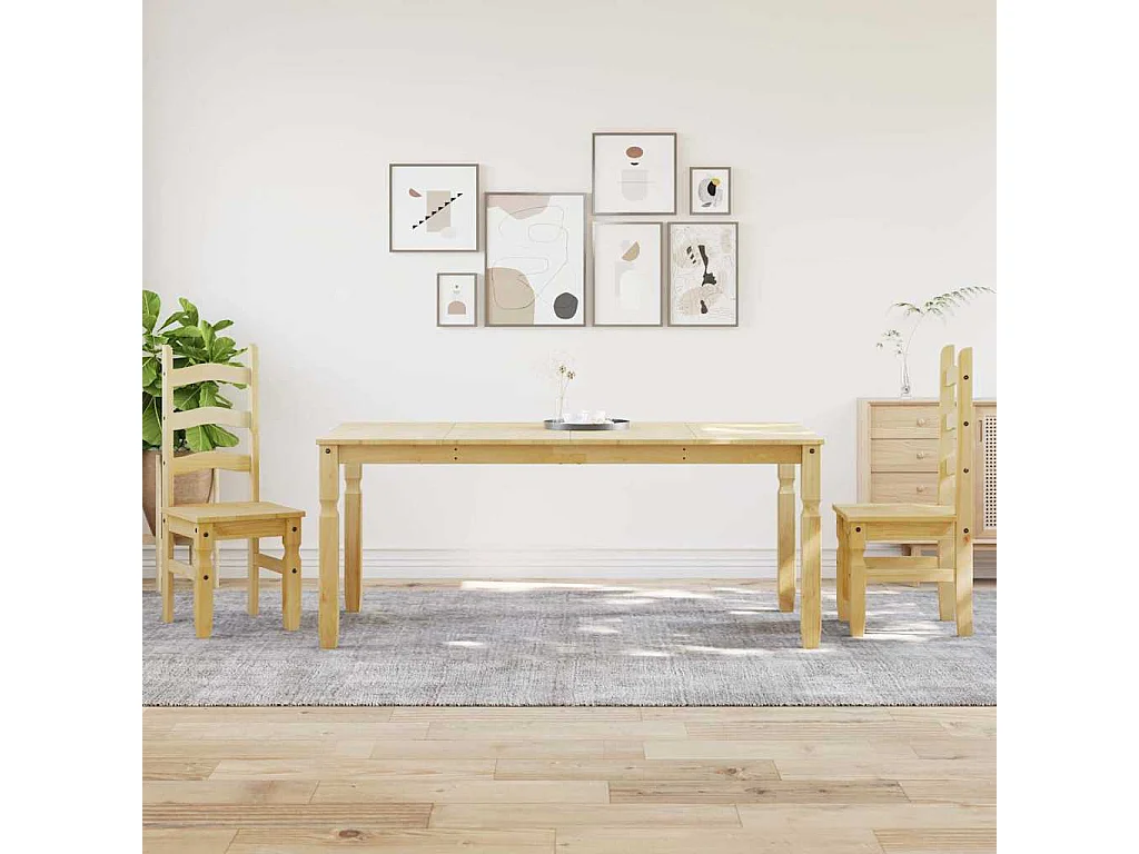 Set da pranzo Panama da 3 pezzi in legno massello di pino