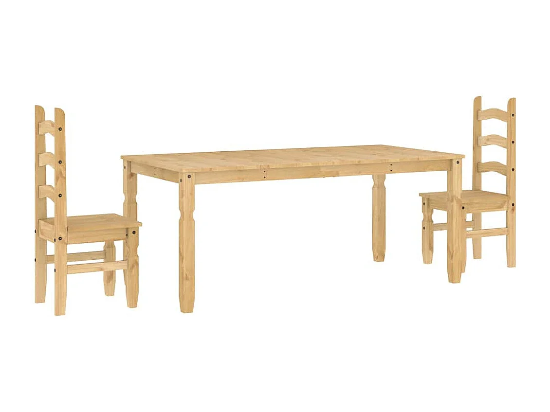 Set da pranzo Panama da 3 pezzi in legno massello di pino