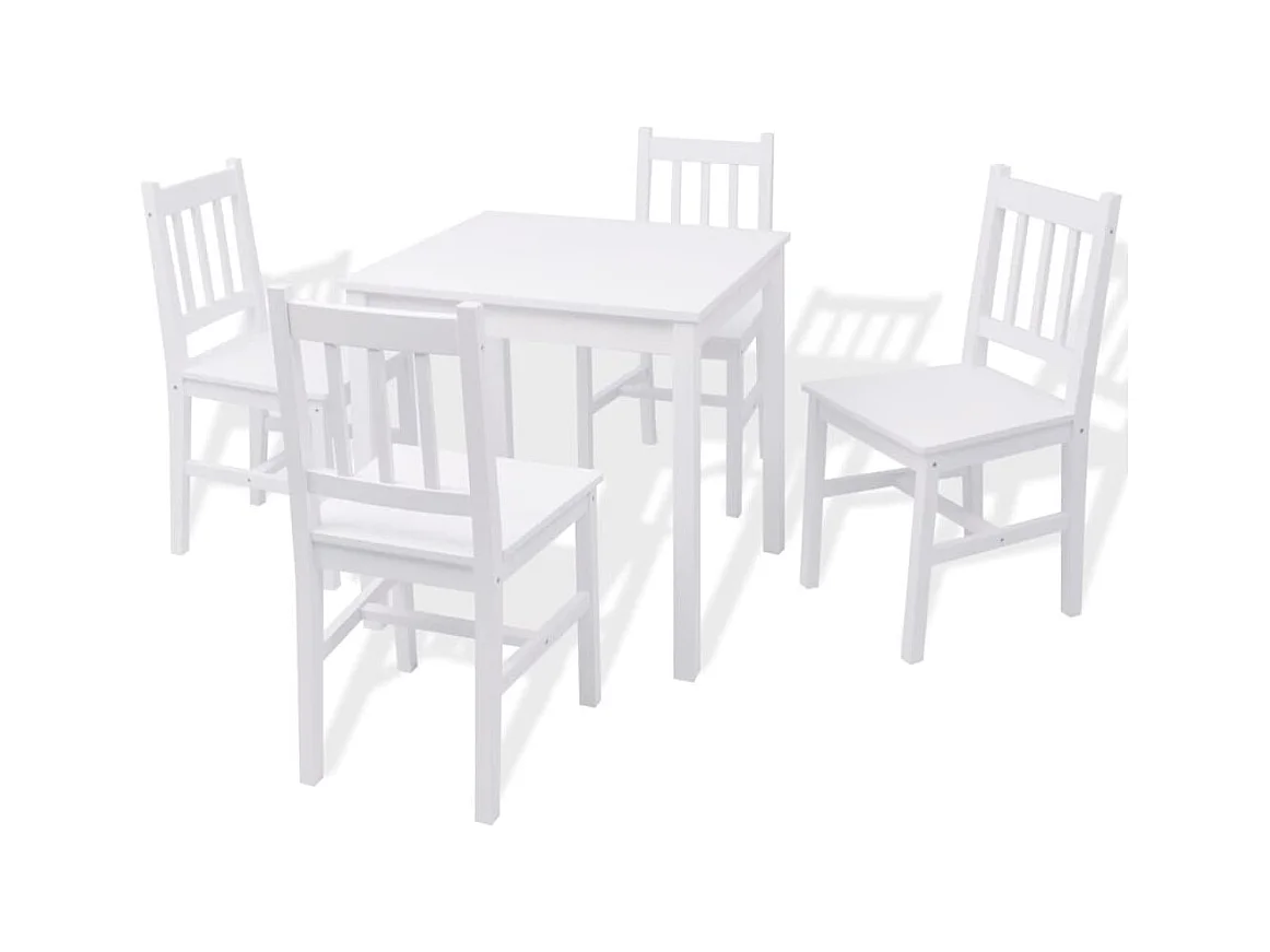 Eettafelset van 5 stuks in wit grenenhout