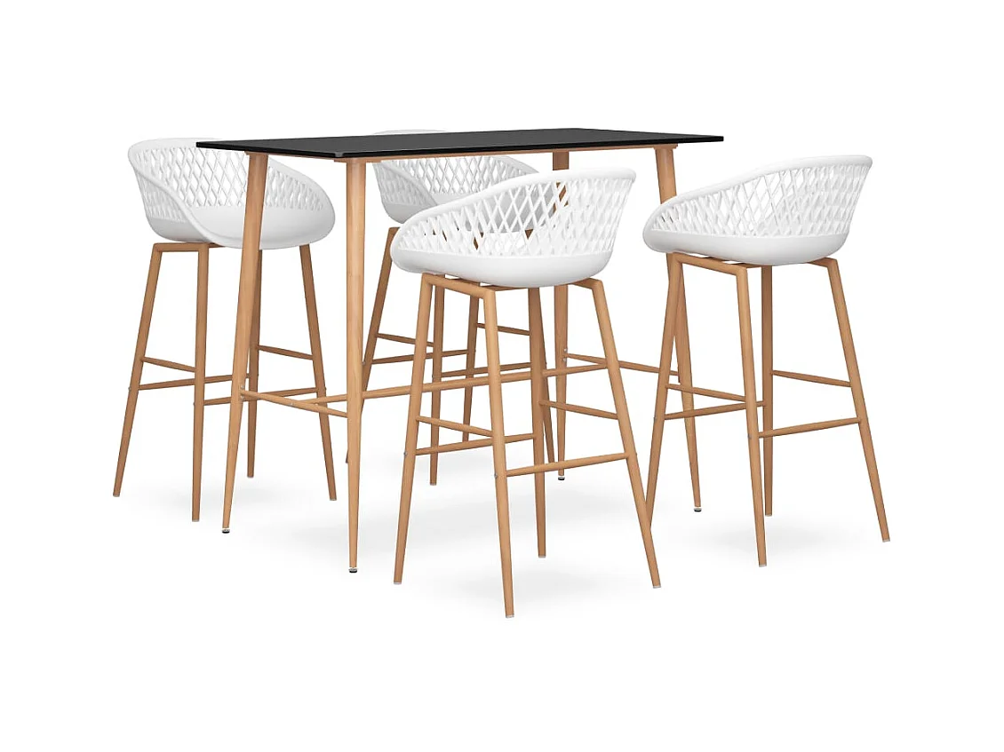 Juego de bar de 5 piezas en blanco y negro