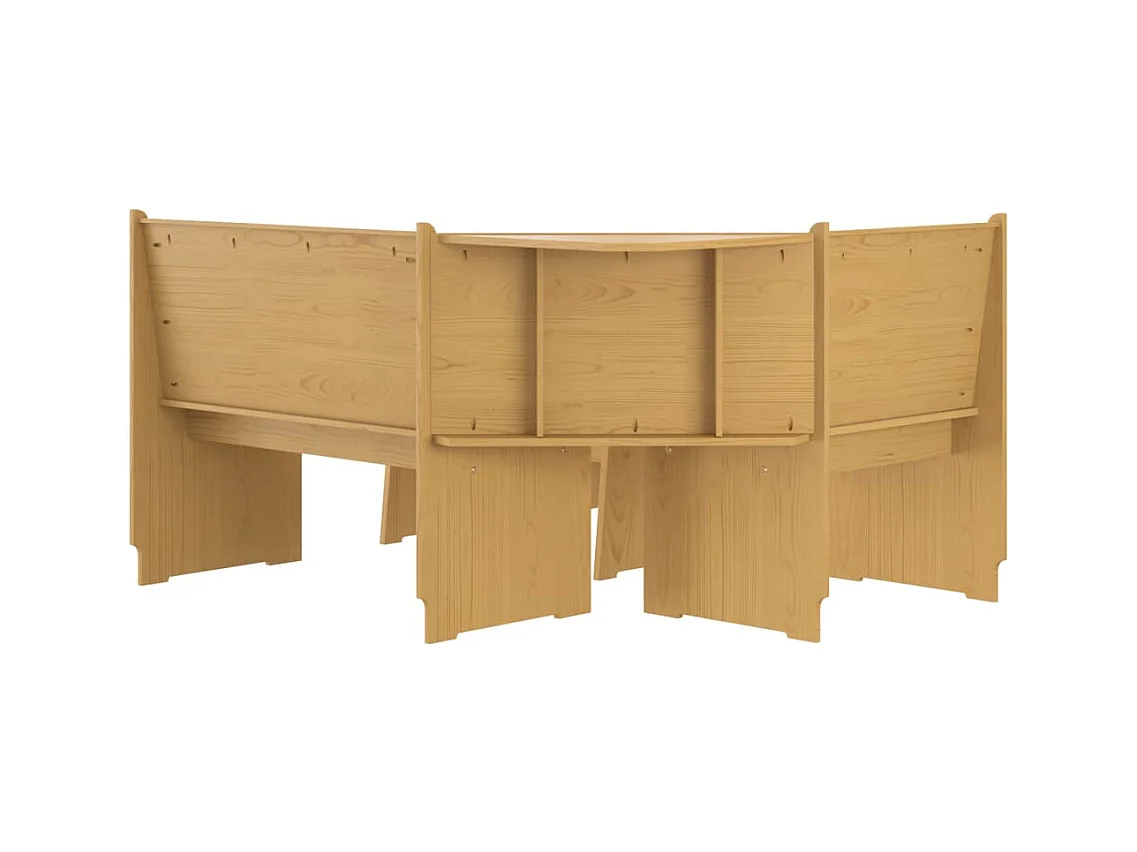 Juego de comedor REINE de 3 piezas en madera maciza de pino color marrón miel