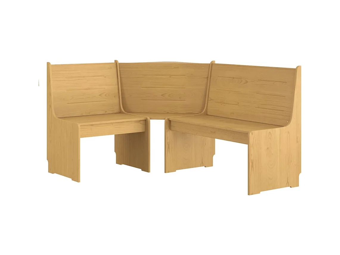 Juego de comedor REINE de 3 piezas en madera maciza de pino color marrón miel