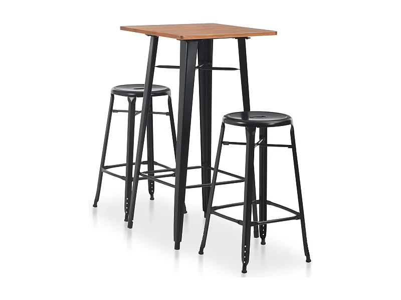 Conjunto de muebles de bar de 3 piezas, acero negro