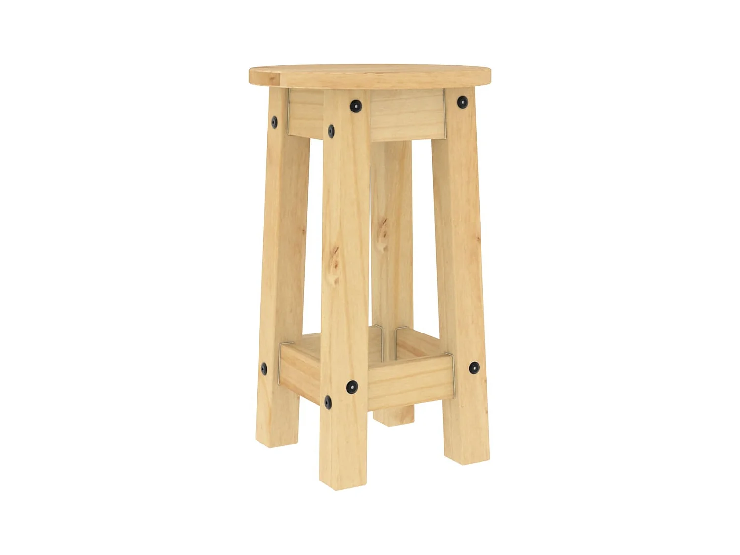 Juego de 2 taburetes de bar de madera maciza de pino