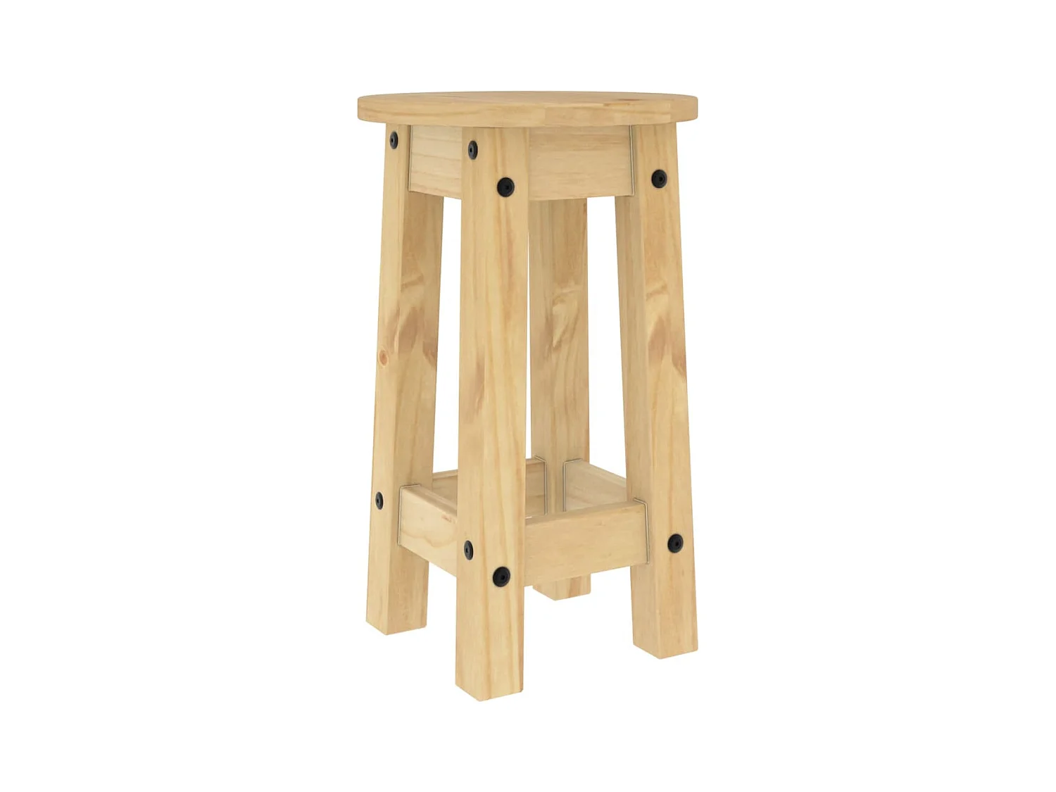 Juego de 2 taburetes de bar de madera maciza de pino