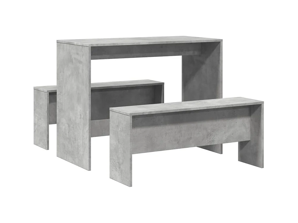 Juego de mesa de comedor y banco de madera de ingeniería de 3 piezas