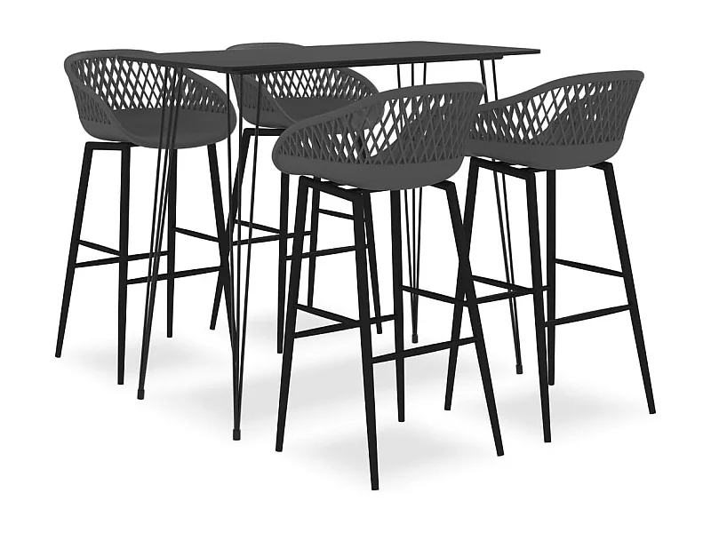 Juego de barra de 5 piezas, negro y gris