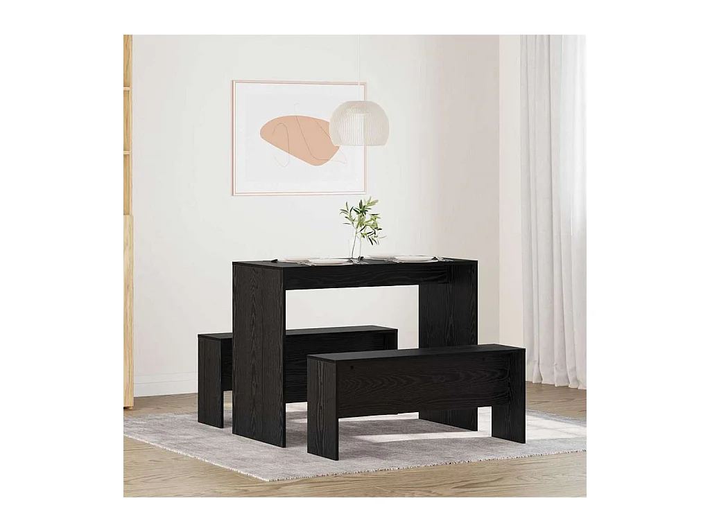 Eettafelset 2-delig Zwart eiken 97 x 47 x 75 cm