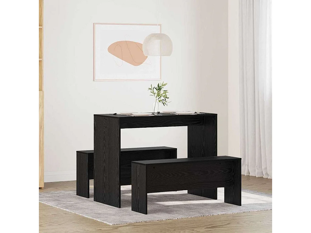 Set da pranzo 2 pezzi Rovere nero 97 x 47 x 75 cm