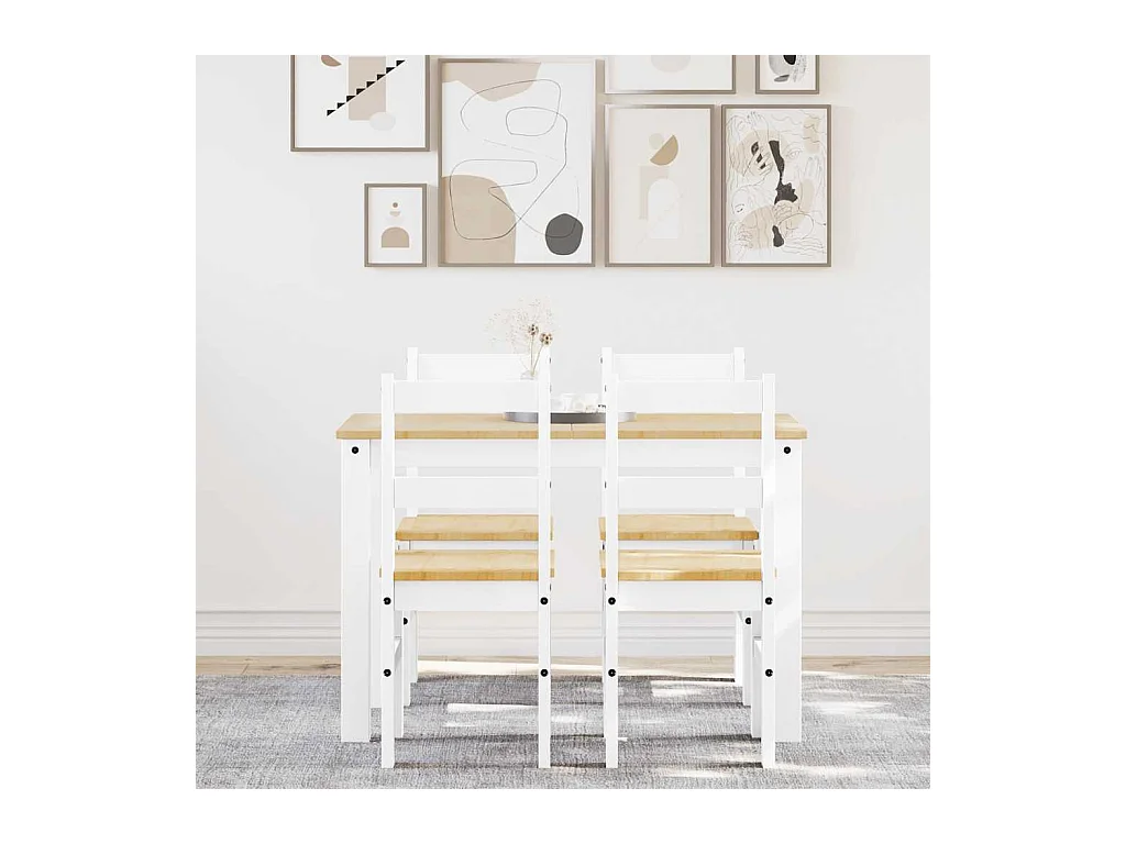 Panama 5-delige eetkamerset wit massief grenenhout