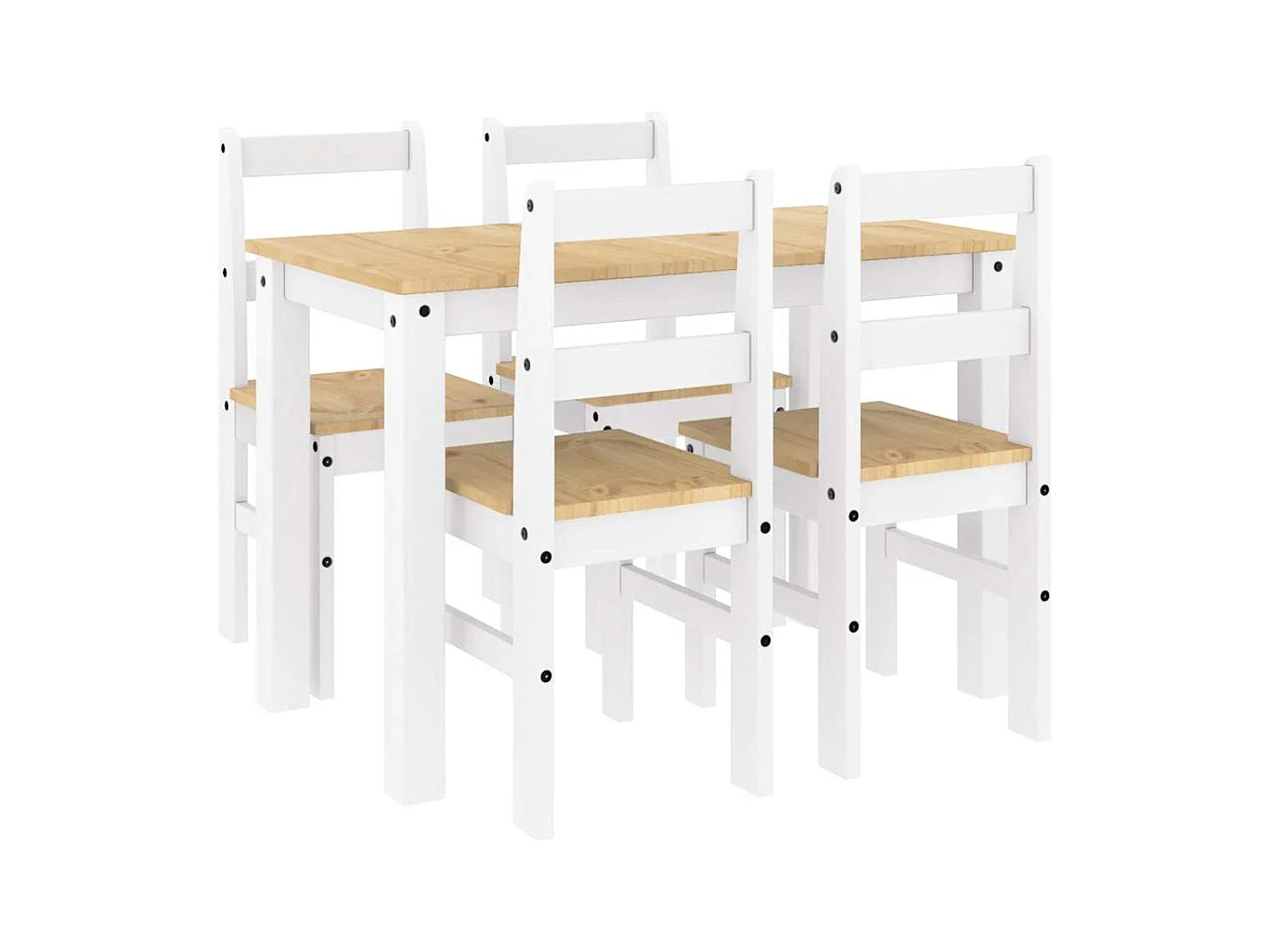 Panama 5-delige eetkamerset wit massief grenenhout