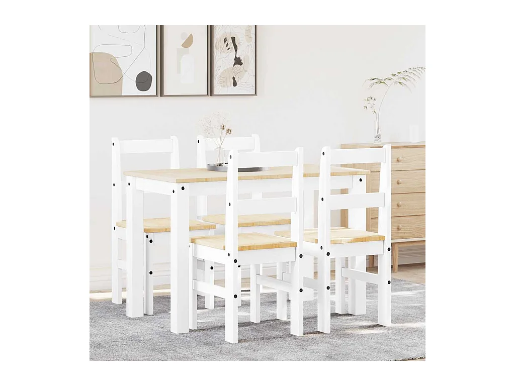 Panama 5-delige eetkamerset wit massief grenenhout