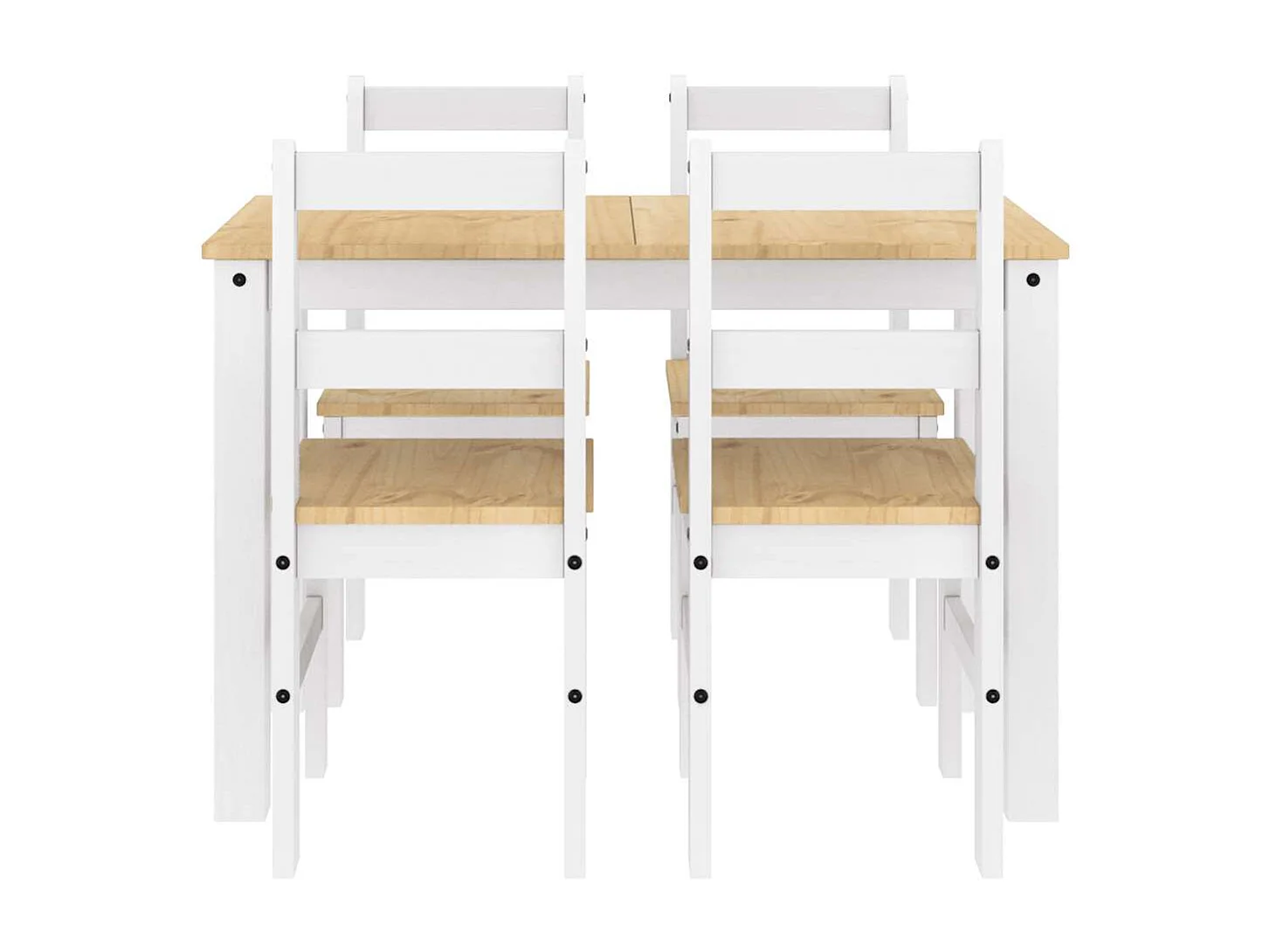 Panama 5-delige eetkamerset wit massief grenenhout