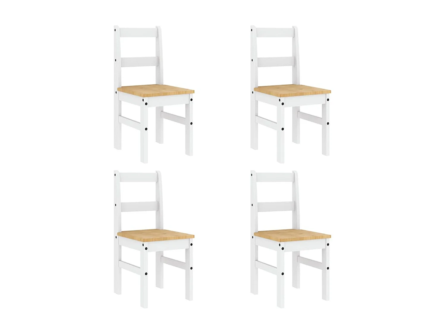 Set da pranzo Panama da 5 pezzi in legno massello di pino bianco