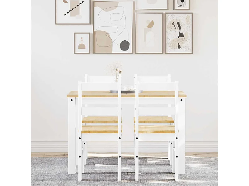 Ensemble à manger Panama 5 pcs blanc bois de pin massif