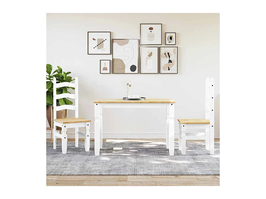 Panama 3-delige eetkamerset wit massief grenenhout