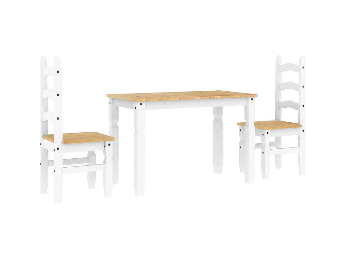 Panama 3-delige eetkamerset wit massief grenenhout