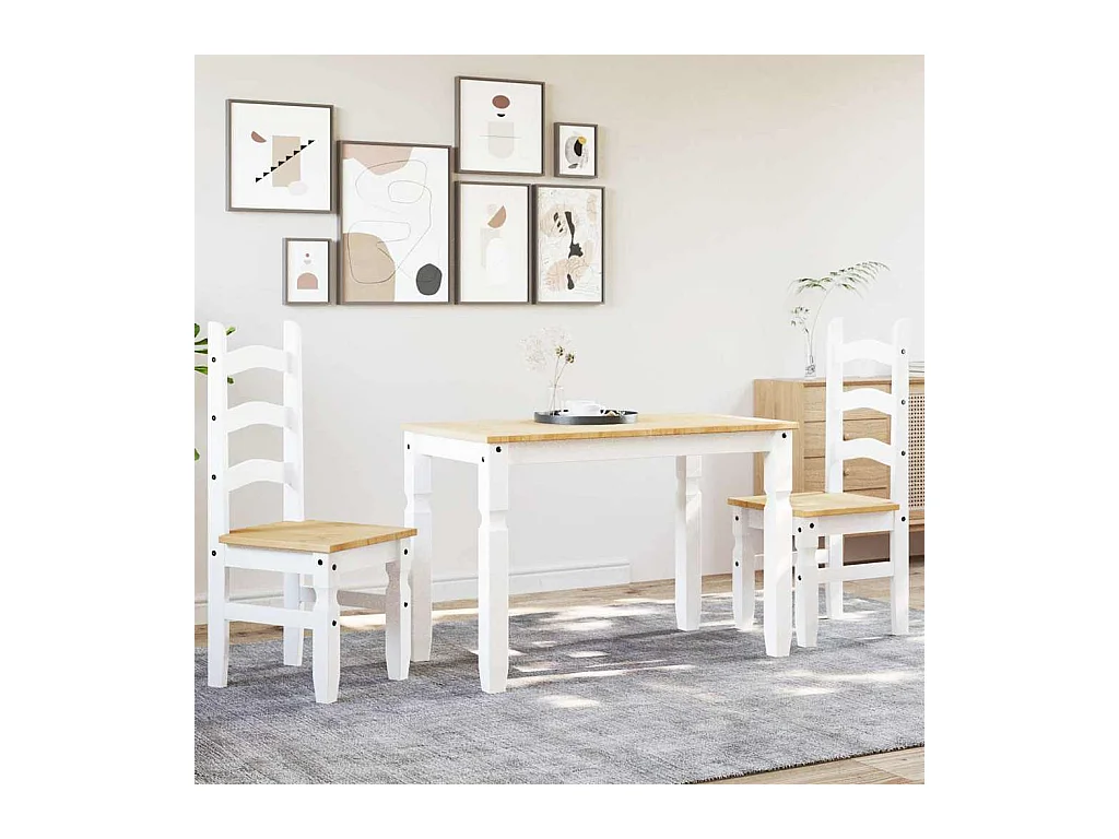 Panama 3-delige eetkamerset wit massief grenenhout