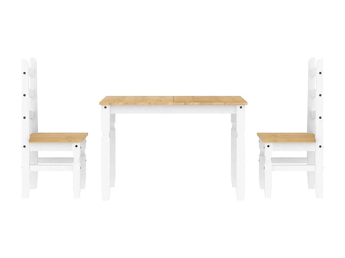 Panama 3-delige eetkamerset wit massief grenenhout
