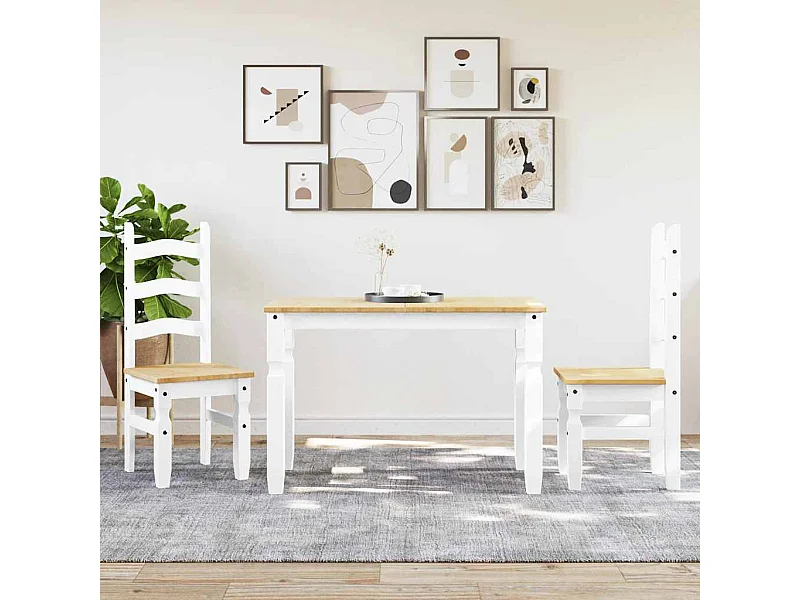 Ensemble à manger Panama 3 pcs blanc bois de pin massif