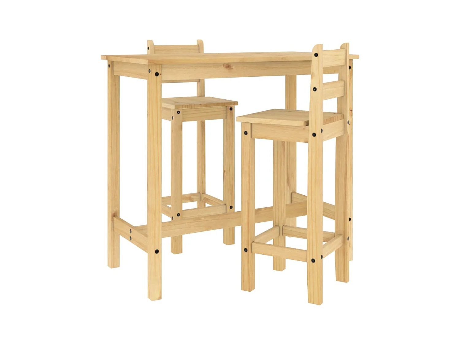 Juego de bar de 3 piezas fabricado en madera maciza de pino