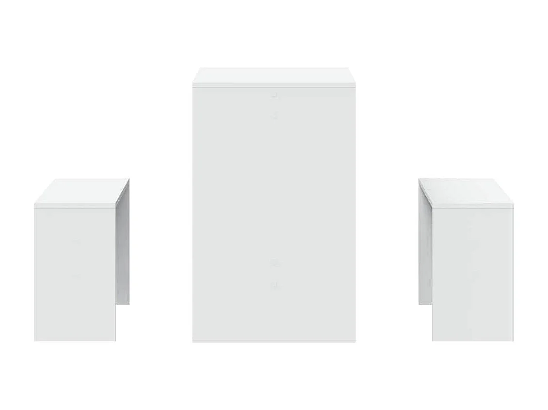 Set tavolo da pranzo e panca da 3 pezzi in legno ingegnerizzato bianco