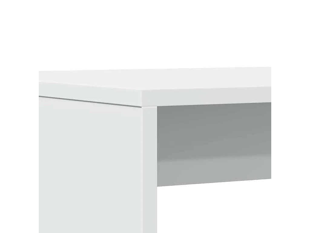 Set tavolo da pranzo e panca da 3 pezzi in legno ingegnerizzato bianco