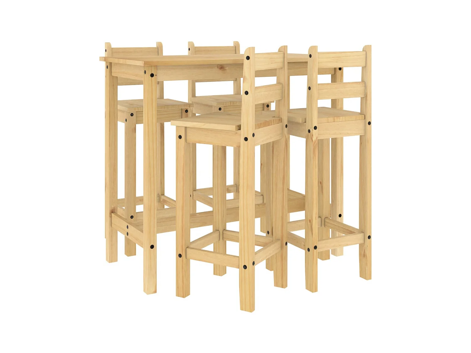 Juego de bar de 5 piezas fabricado en madera maciza de pino