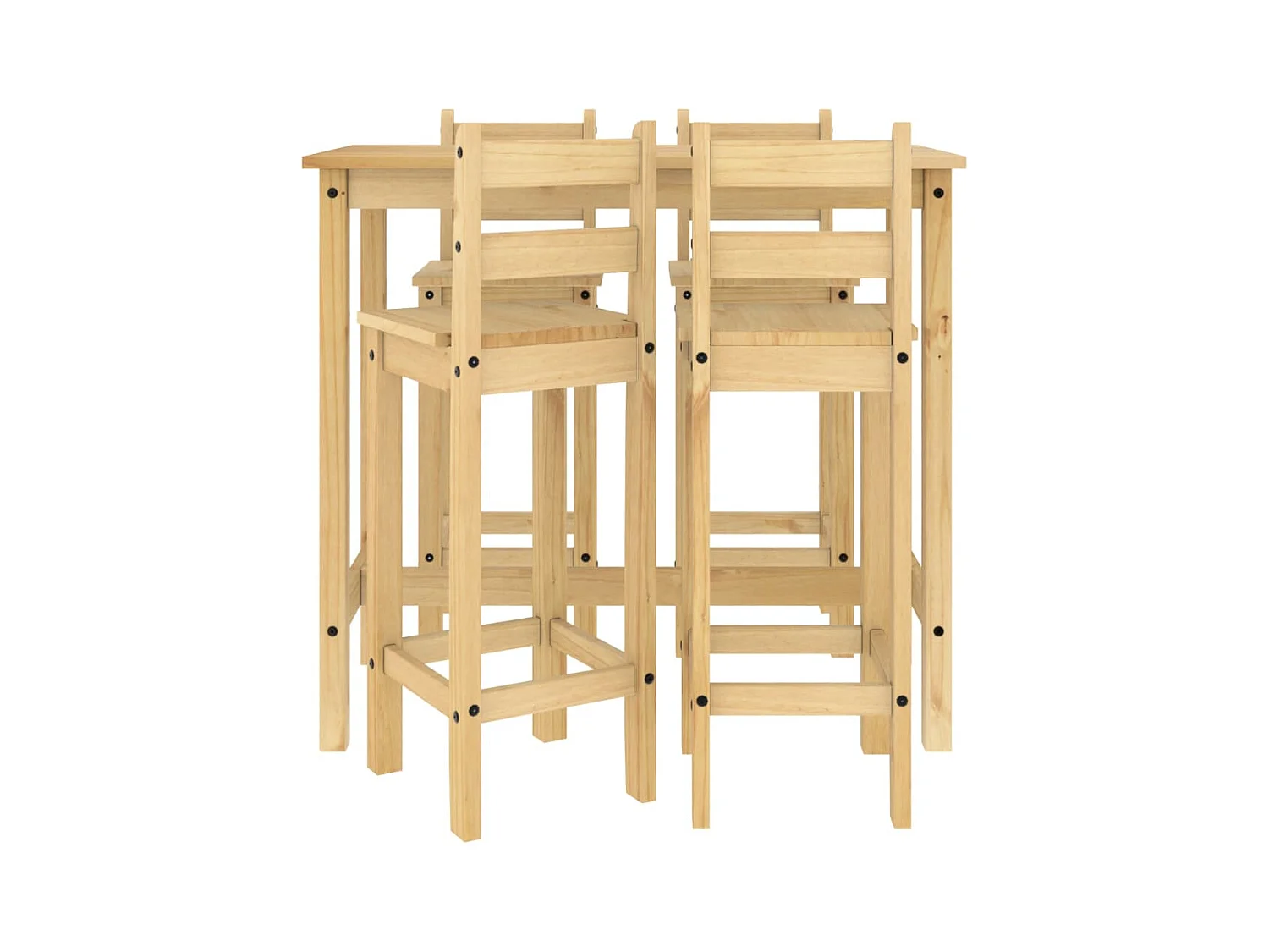 Juego de bar de 5 piezas fabricado en madera maciza de pino