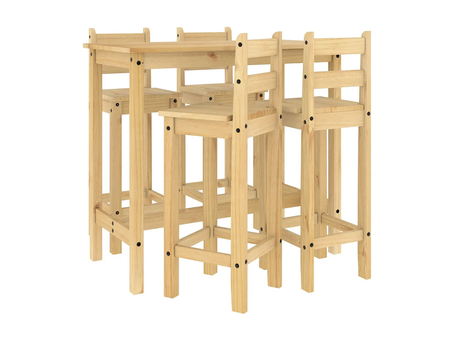 Set da bar da 5 pezzi in legno massello di pino