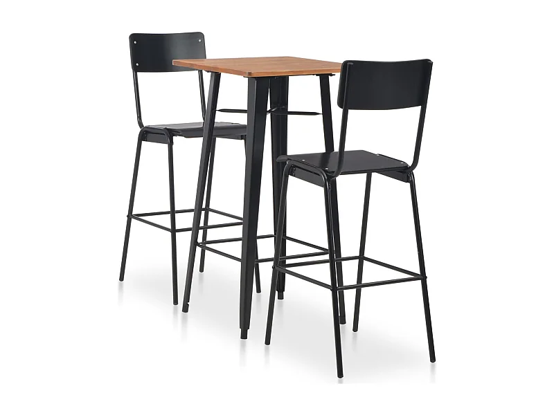 Mobilier de bar 3 pcs Acier Noir