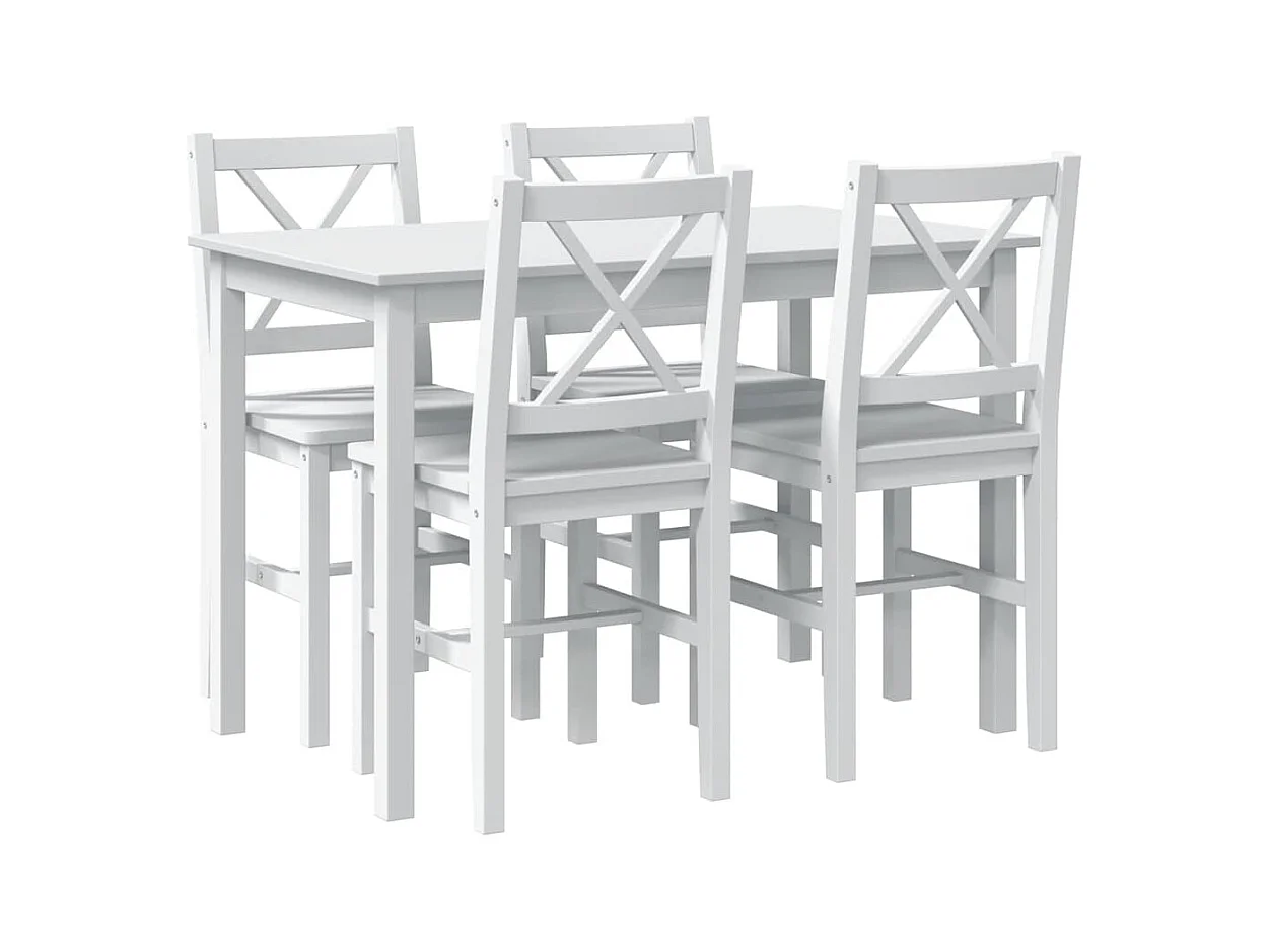 5-delige eetkamerset wit