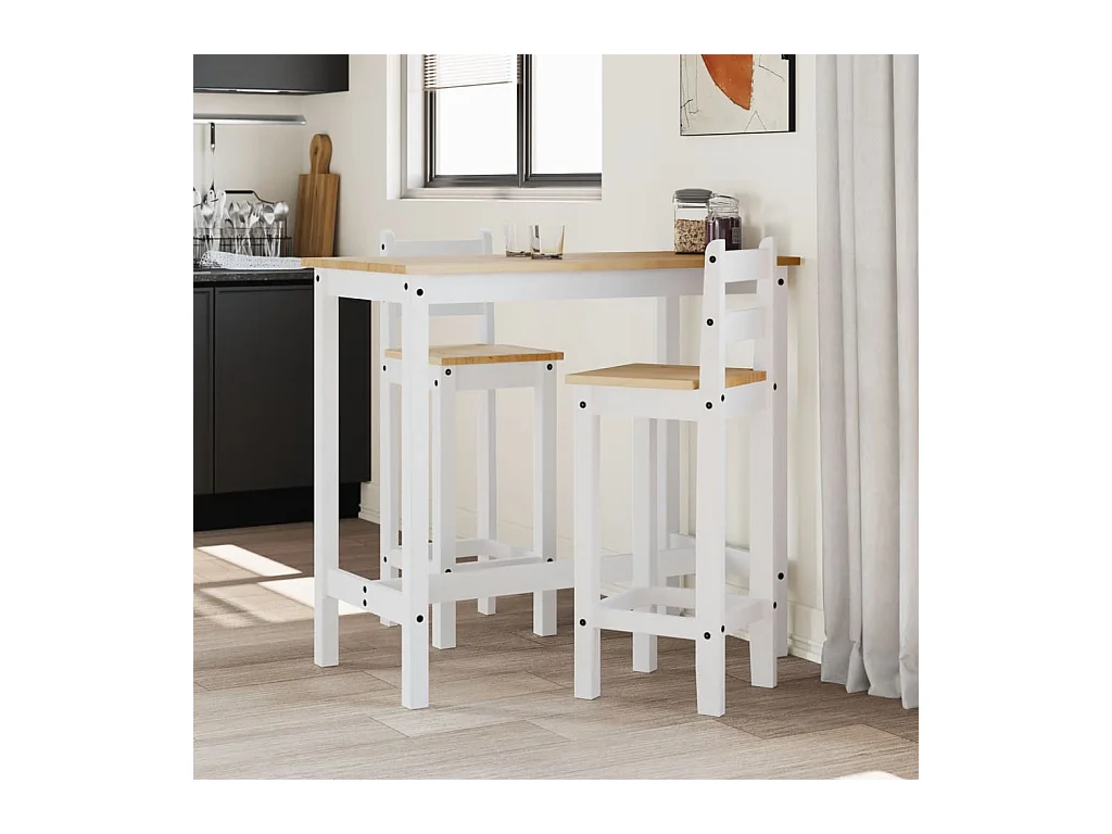 Barstoelen set van 2 wit massief grenenhout