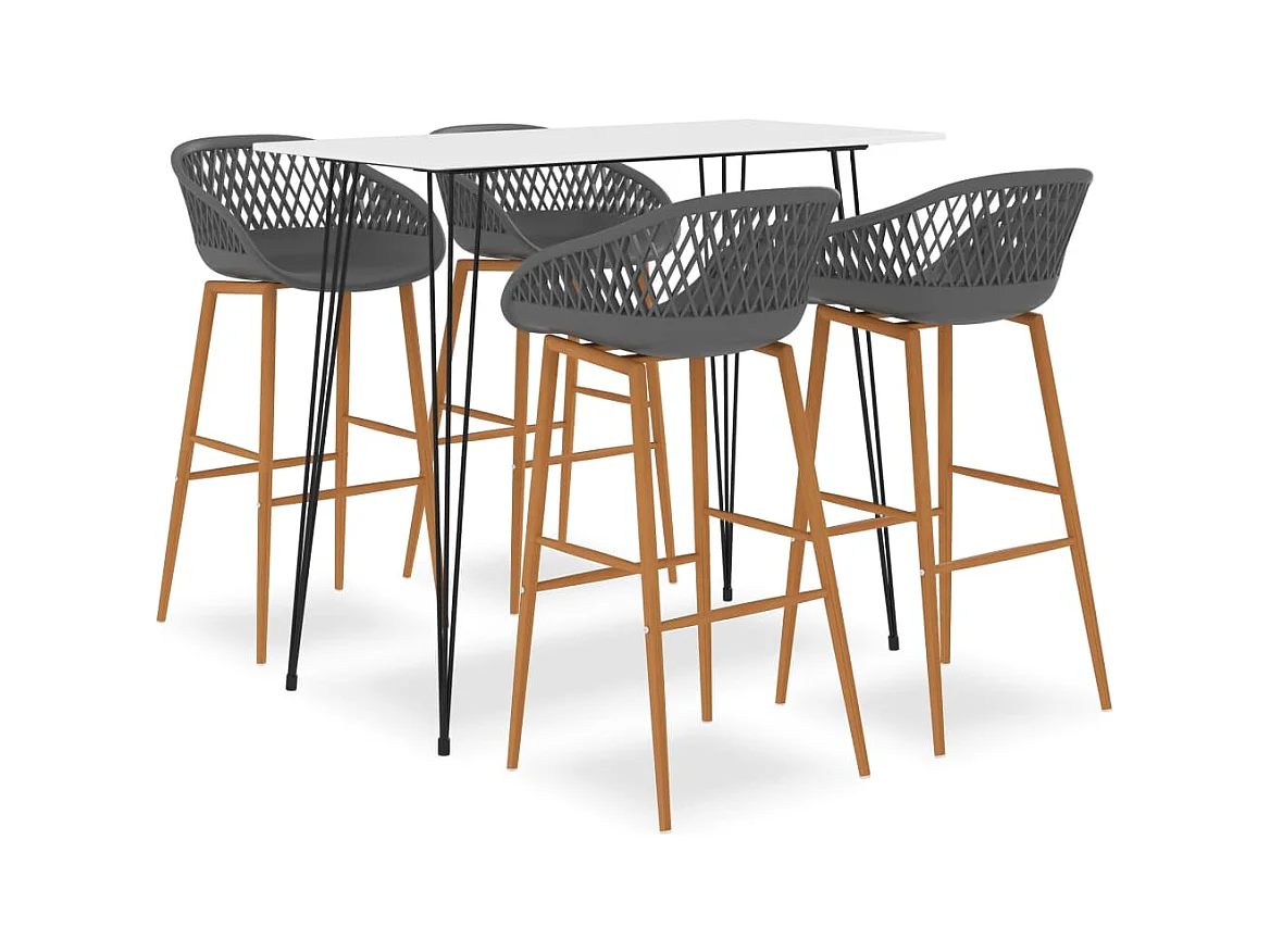 5-delige barset, wit en grijs