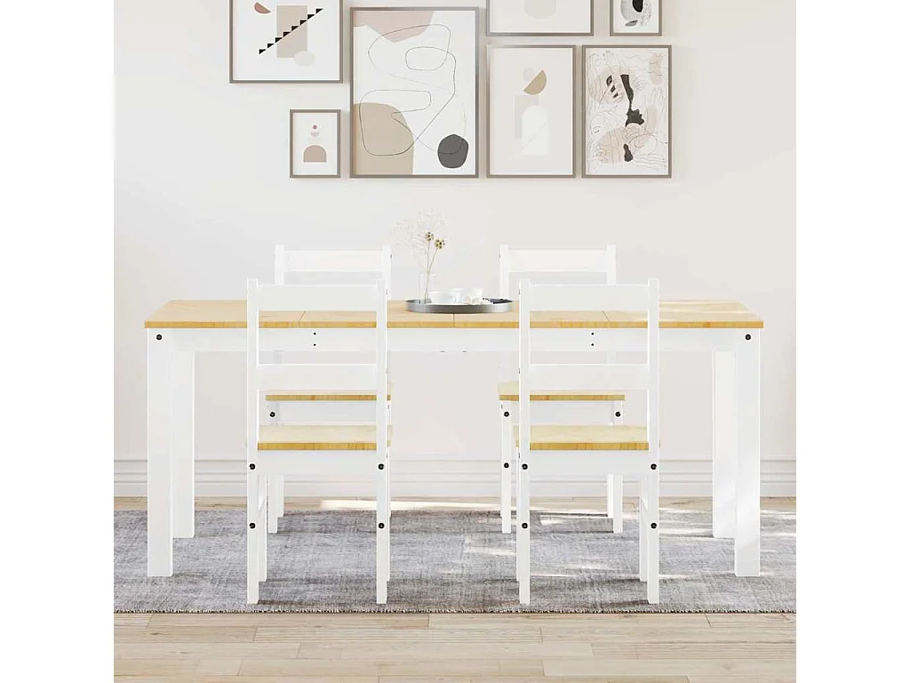 Ensemble à manger Panama 5 pcs blanc bois de pin massif
