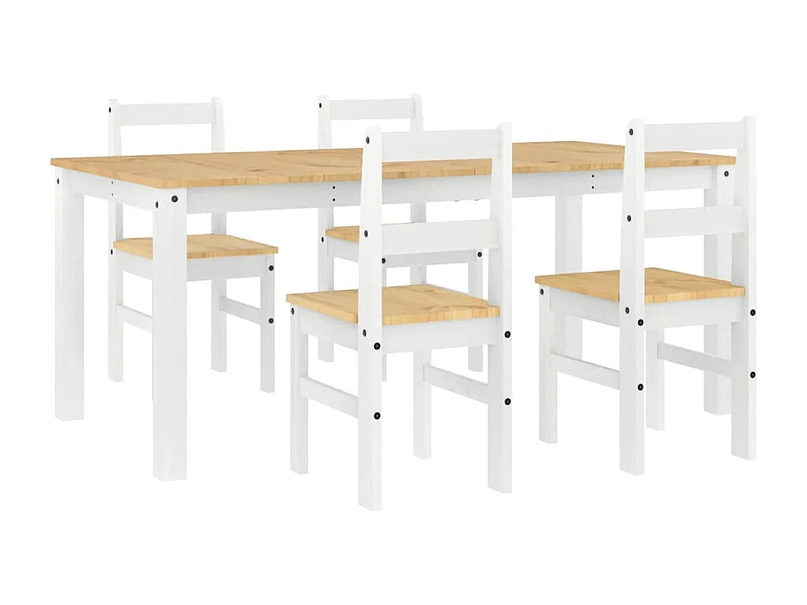 Ensemble à manger Panama 5 pcs blanc bois de pin massif