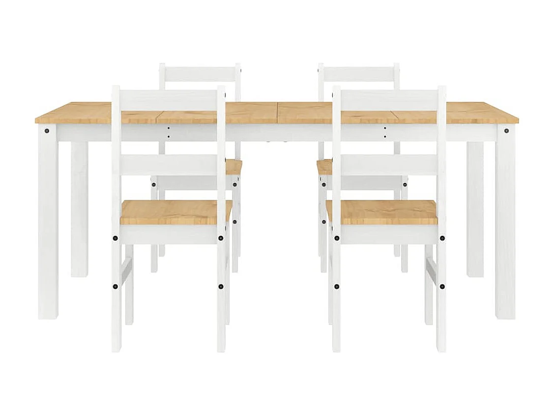 Ensemble à manger Panama 5 pcs blanc bois de pin massif