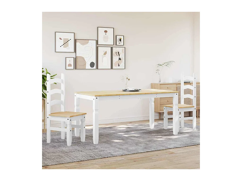 Panama 3-delige eetkamerset wit massief grenenhout