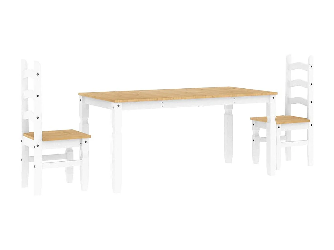 Panama 3-delige eetkamerset wit massief grenenhout