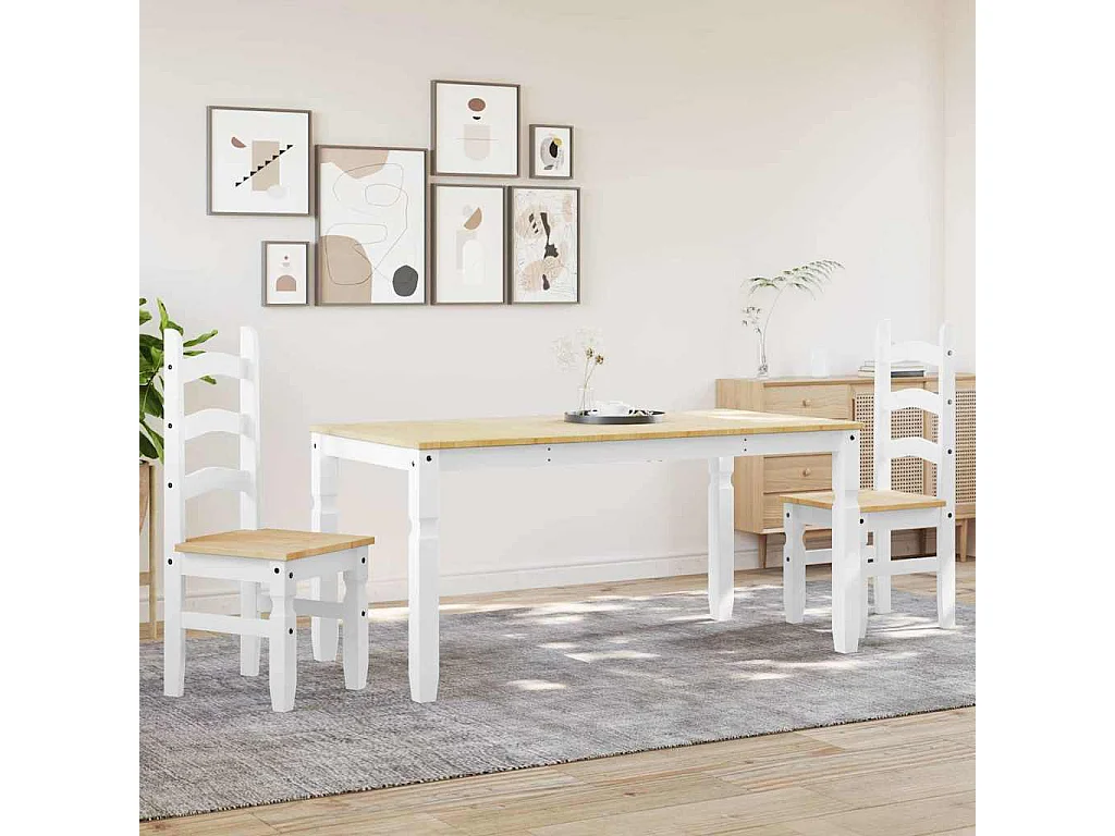 Panama 3-delige eetkamerset wit massief grenenhout