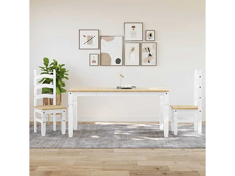 Ensemble à manger Panama 3 pcs blanc bois de pin massif