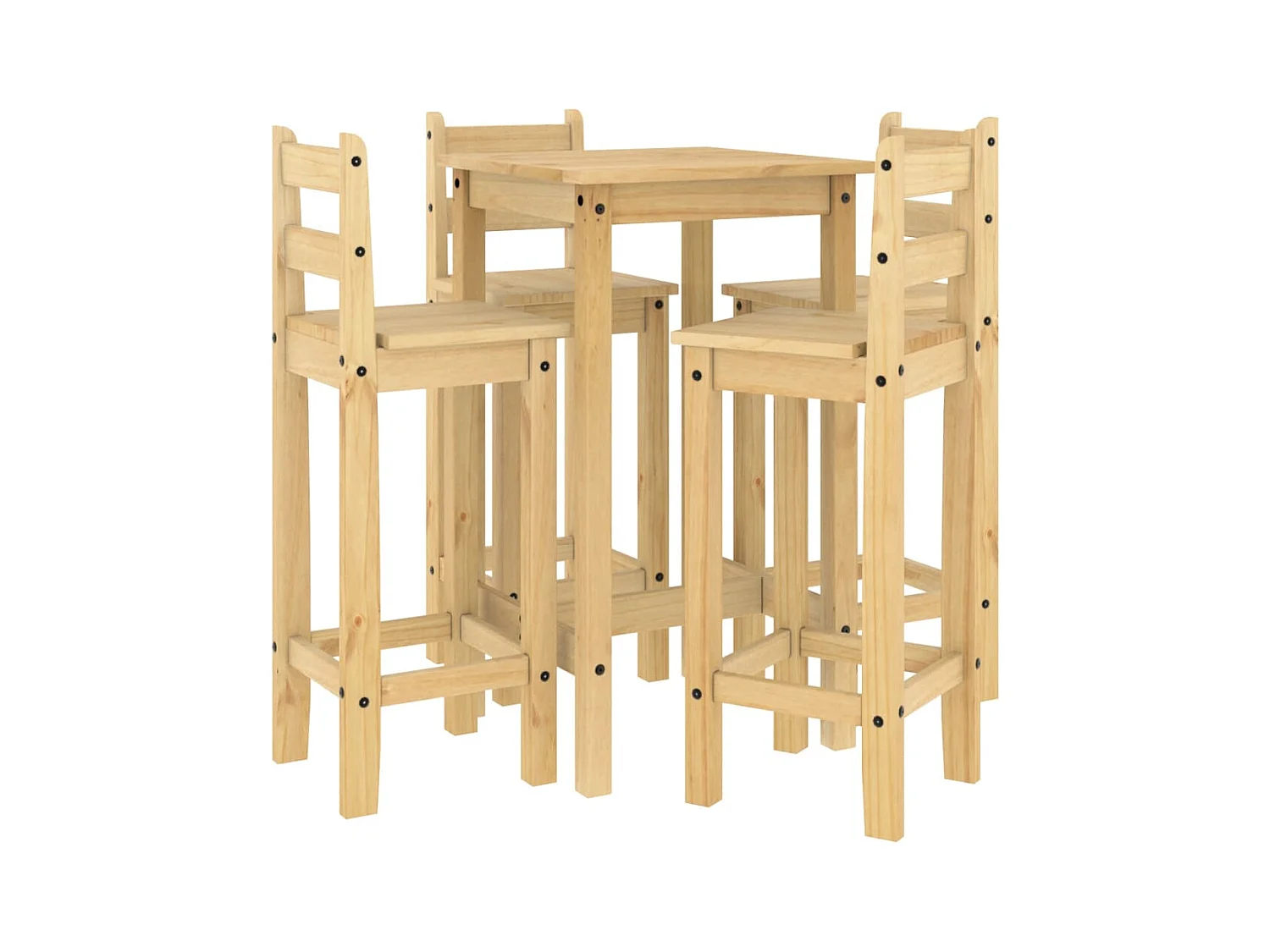 Juego de bar de 5 piezas fabricado en madera maciza de pino