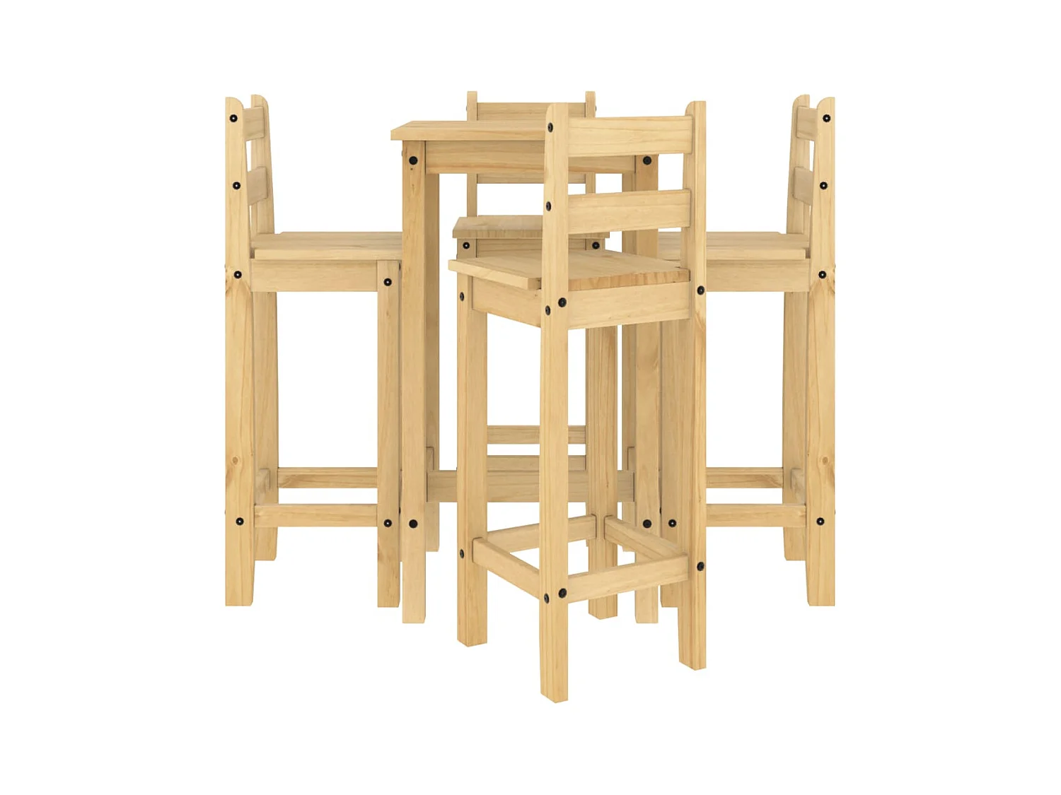 Juego de bar de 5 piezas fabricado en madera maciza de pino