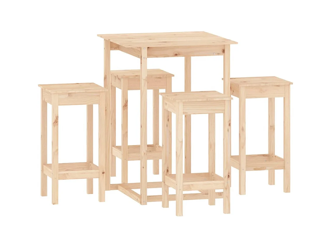 Juego de bar de 5 piezas fabricado en madera maciza de pino