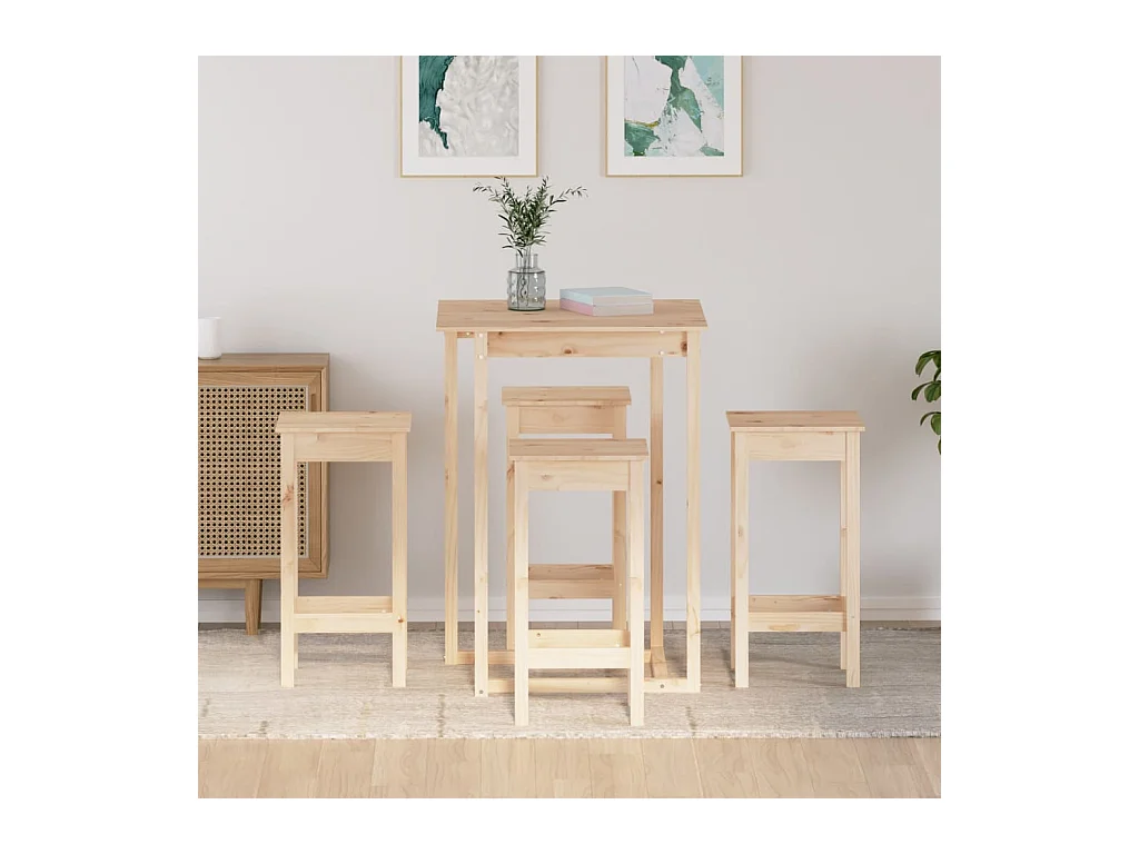 Juego de bar de 5 piezas fabricado en madera maciza de pino