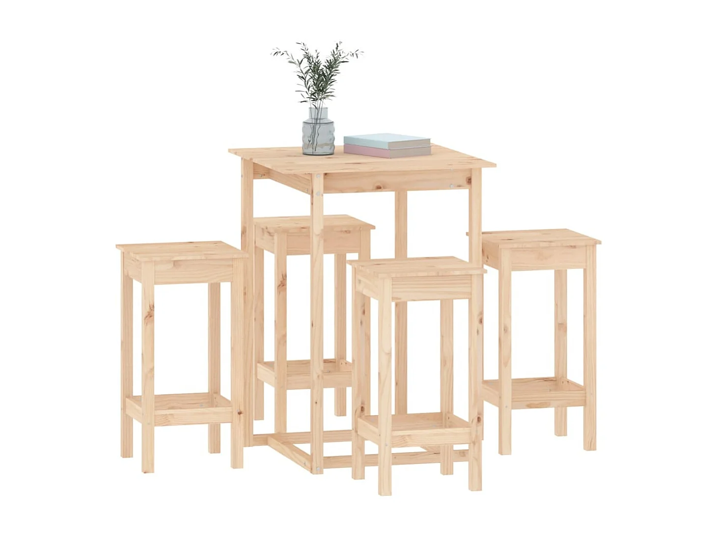 Set da bar da 5 pezzi in legno massello di pino