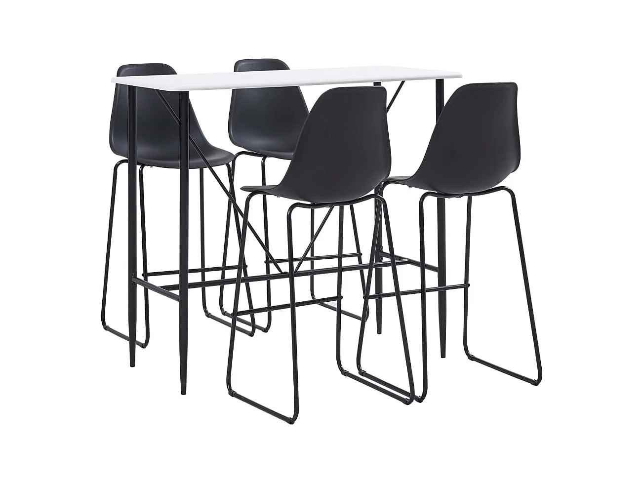 Juego de barra de 5 piezas, plástico negro