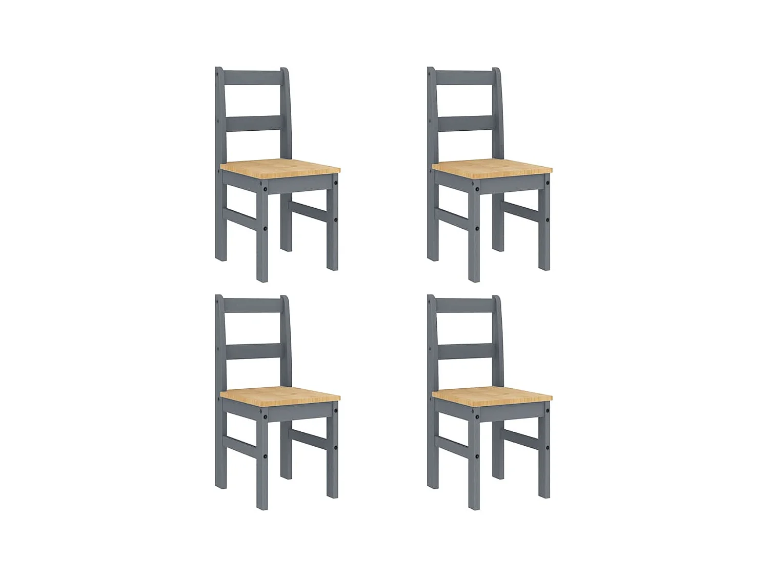 Juego de comedor Panamá de 5 piezas, gris, madera maciza de pino