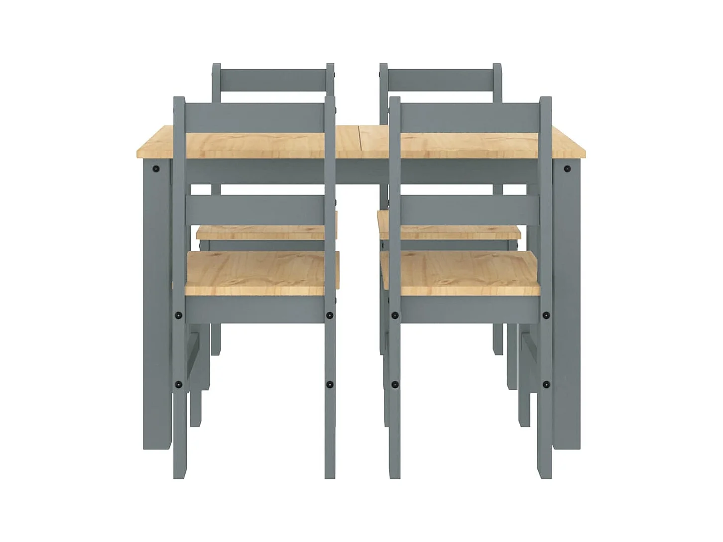 Juego de comedor Panamá de 5 piezas, gris, madera maciza de pino