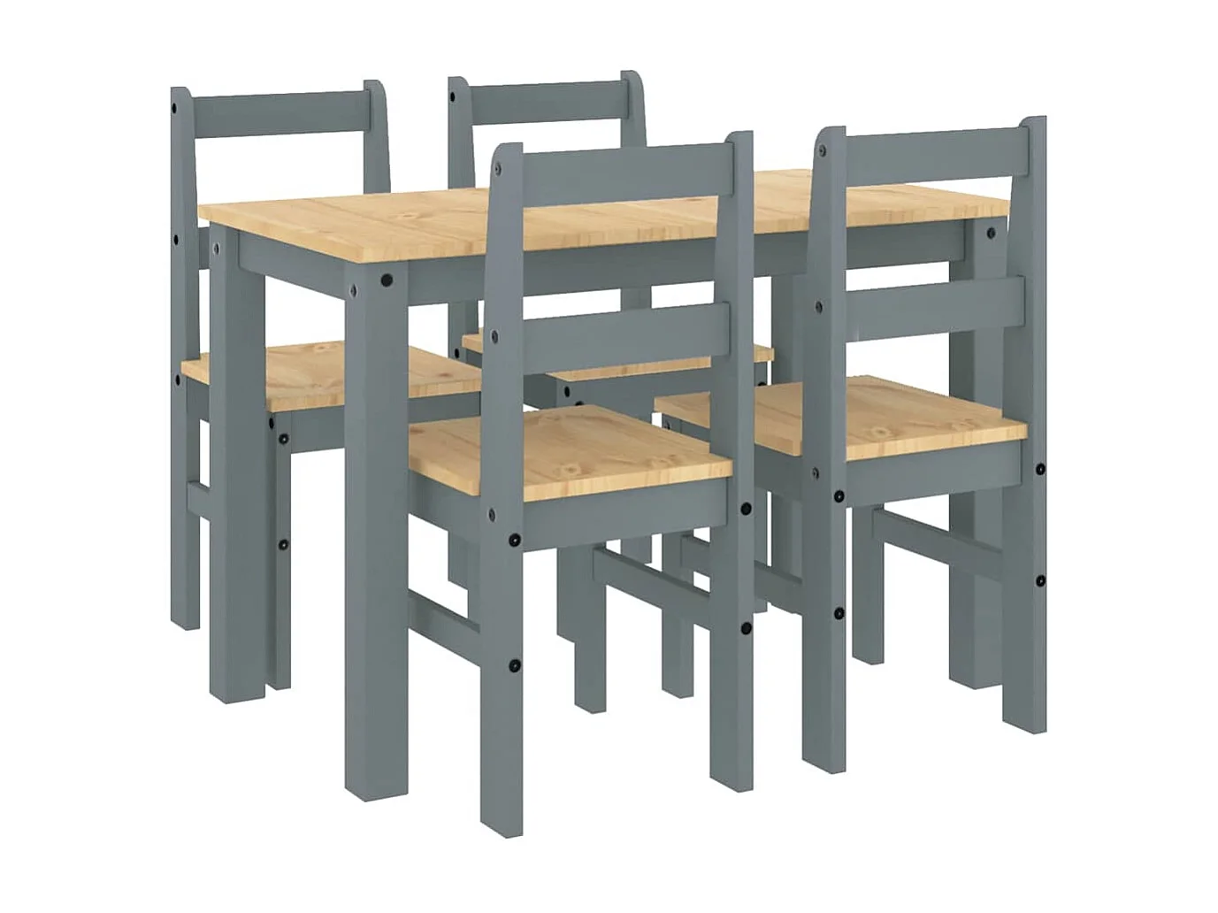 Ensemble à manger Panama 5 pcs gris bois de pin massif